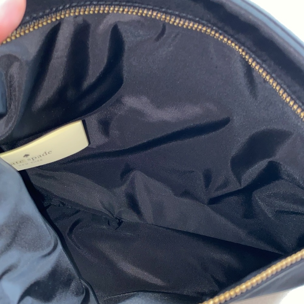 Like New Kate Spade Large Drewe Pouch Blk W/Gold Sz. 10.25” x 7.25” Gorgeous! - Picture 8 of 12